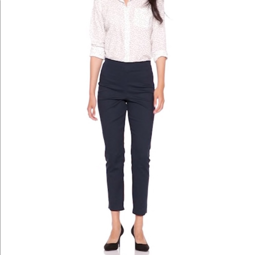 High Waist Navy Ankle Pants